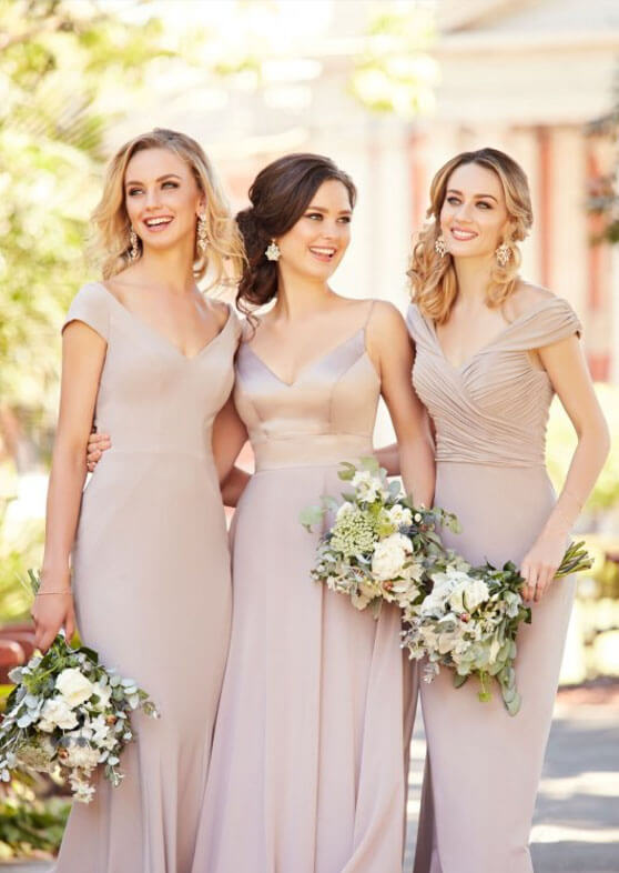 Photo of Models wearing a bridesmaids collection dresses