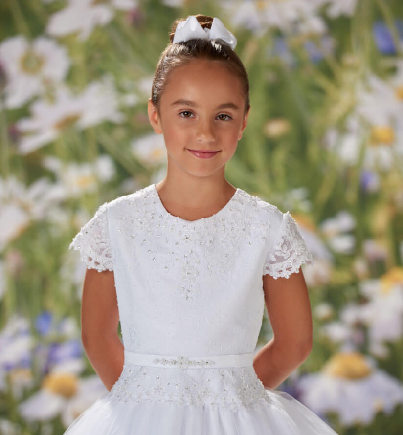 Photo of Model wearing a flower girls collection dress